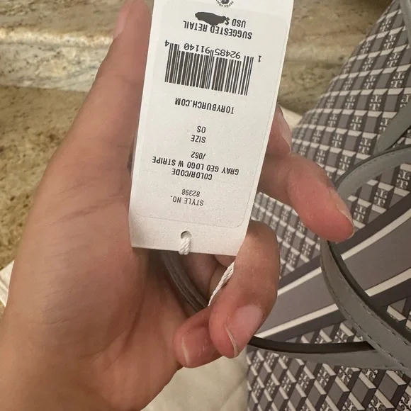 New Tory Burch geo gray with straps large tote - Picture 6 of 7